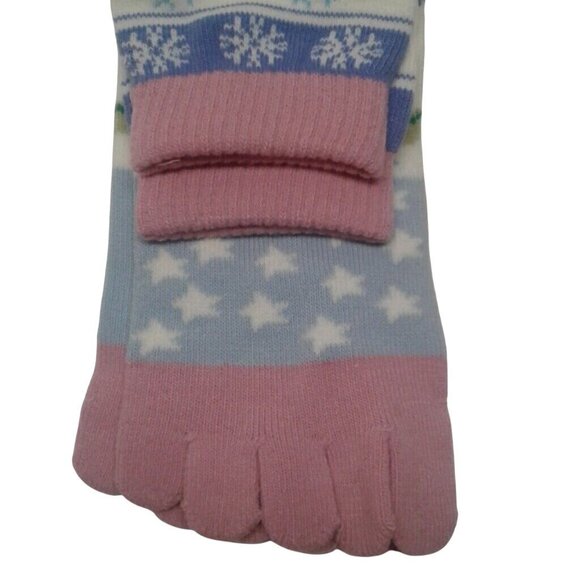 Reindeer One Size Womens Teens Colorful Toe Socks Snowflake Star Pattern NEW - Picture 4 of 4